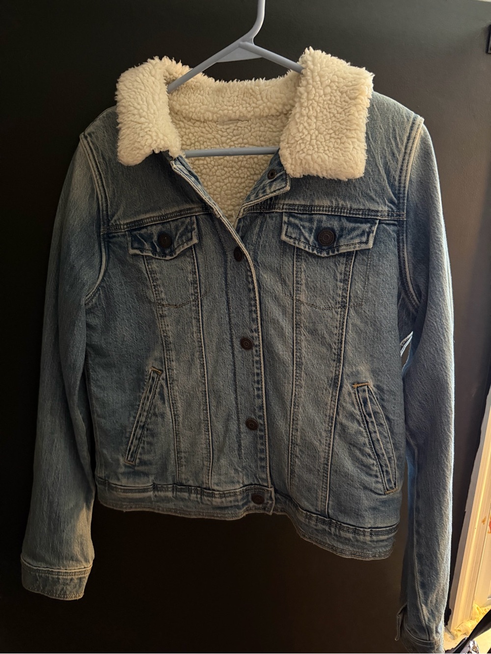 Sherpa-Lined Denim Jacket